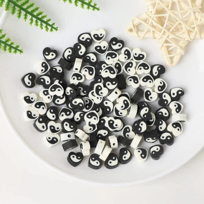10mm Love Tai Chi Mixed Color Polymer Clay Beads DIY Mobile Phone Chain Bracelet Heishi Loose Beads Wholesale