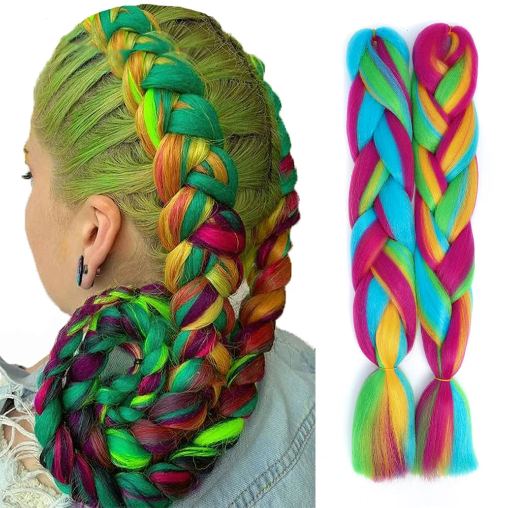 Wholesale in Bulk Synthetic Hair Extension Synthetic Braiding Hair Mixed Color 24 Inch  Jumbo Braid Hair Mixed Color