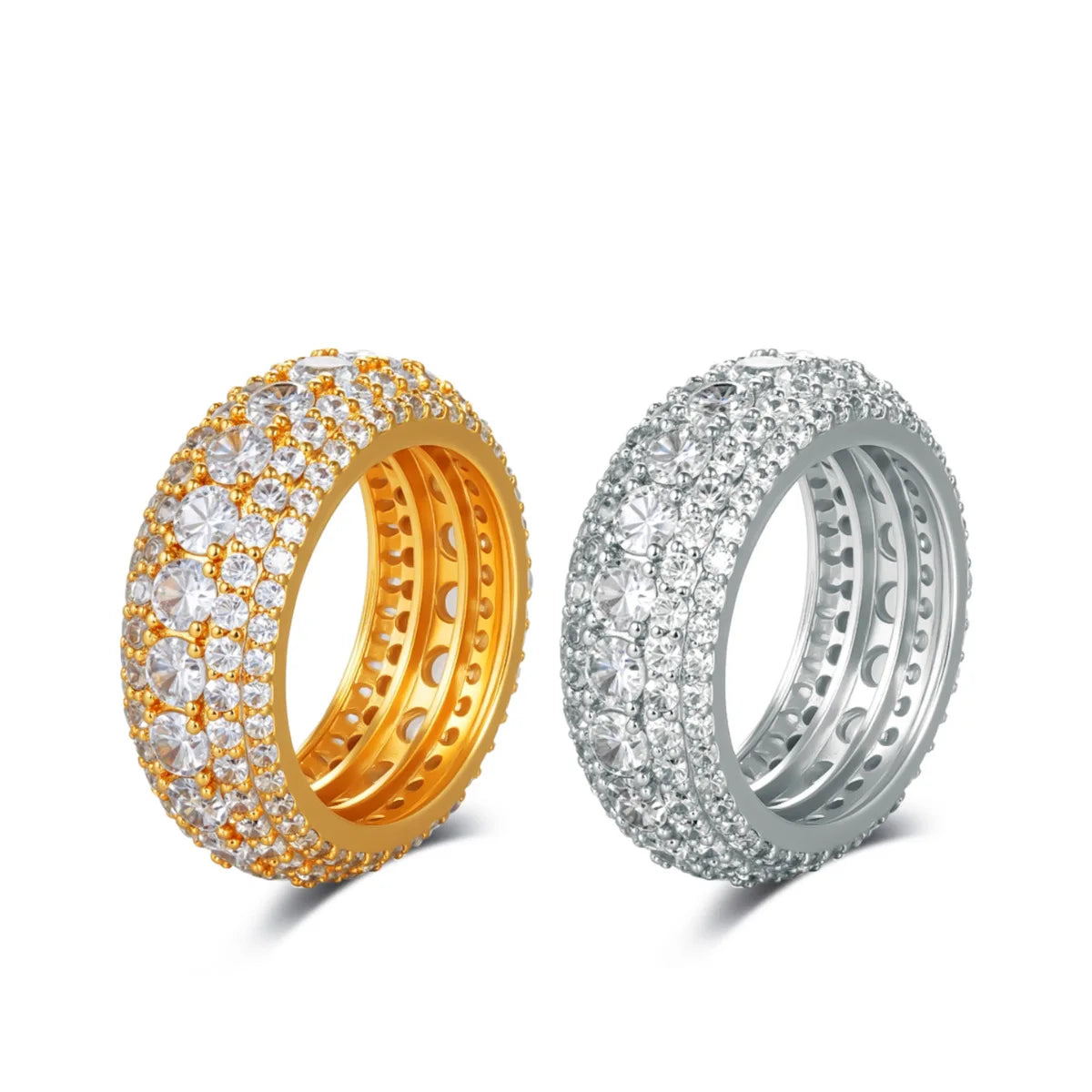 Hot Selling European American Classic Couple Style 18K Gold Plating Ring Full Diamond Zircon Pair Ring Jewelry Alloy Wholesale