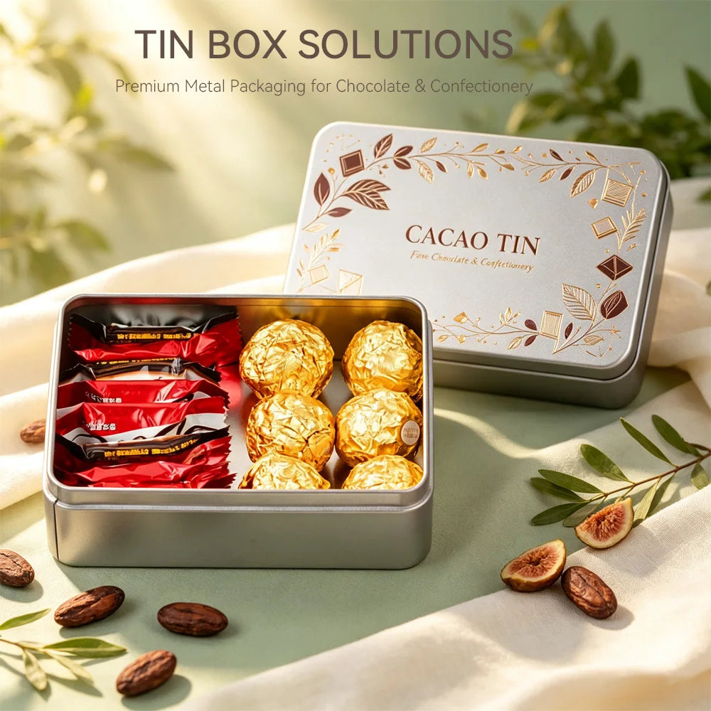 140*100*45 Custom Luxury White Tinplate Craft Box for Lash Packaging Bakery Cake Cookie Candy Flower Makeup Tea Jewelry