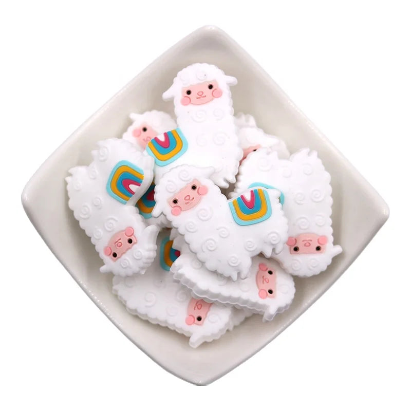 2024 New Silicone Alpaca Sheep Beads Accept Custom Silicone Focal Beads Wholesale for Pen Diy Silicone Keychain Lanyard