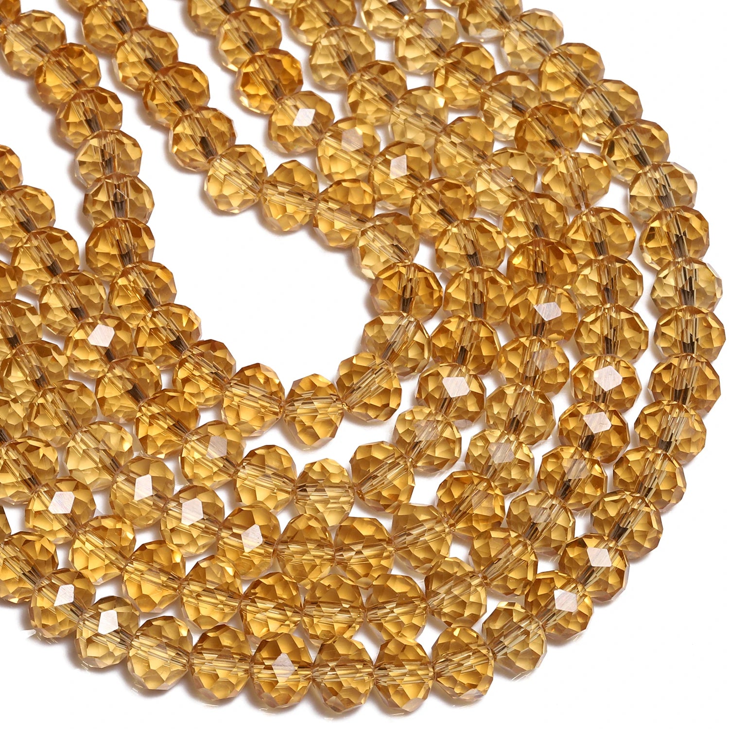 4-12MM Faceted Golden Champagne Color Glass Crystal Rondelle Beads Loose Spacer Beads for Jewelry Making DIY