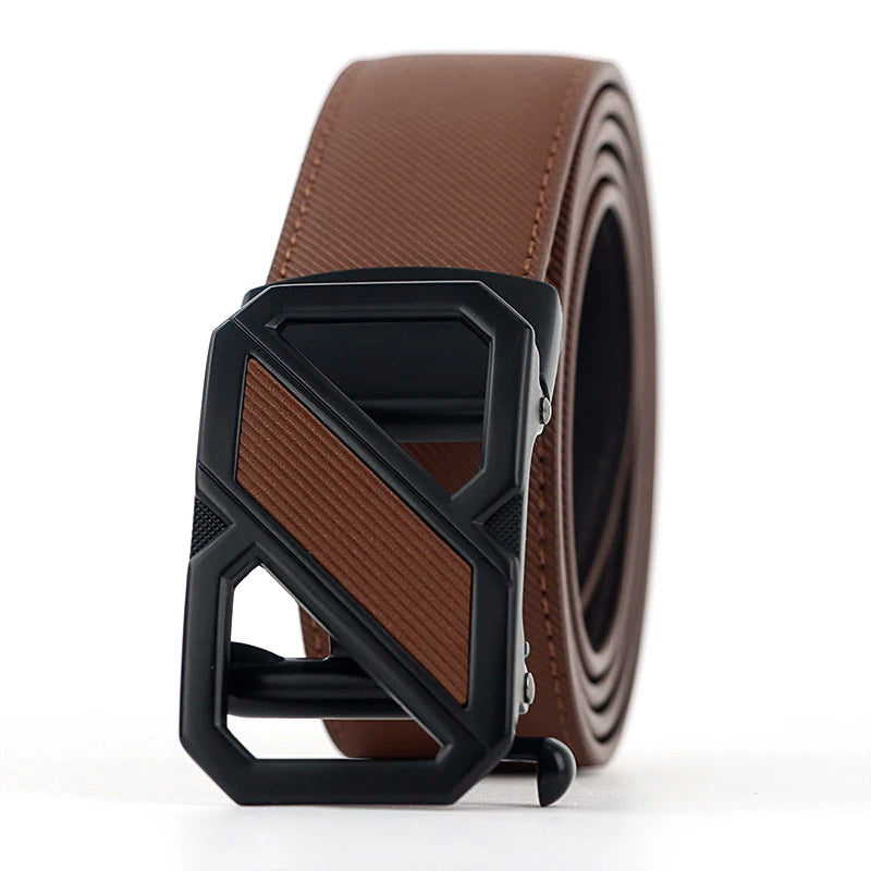 New Design Double Layer Cowhide Men Belt Casual Jeans Genuine Leather Belt Automatic Buckle Men Belt