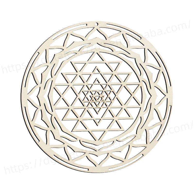 Tailai 8IN Meditation Chakra Wooden Wall Art Yoga Decor Spiritual Gifts Wooden Sacred Geometry Laser Cut Crystal Grid Board-41