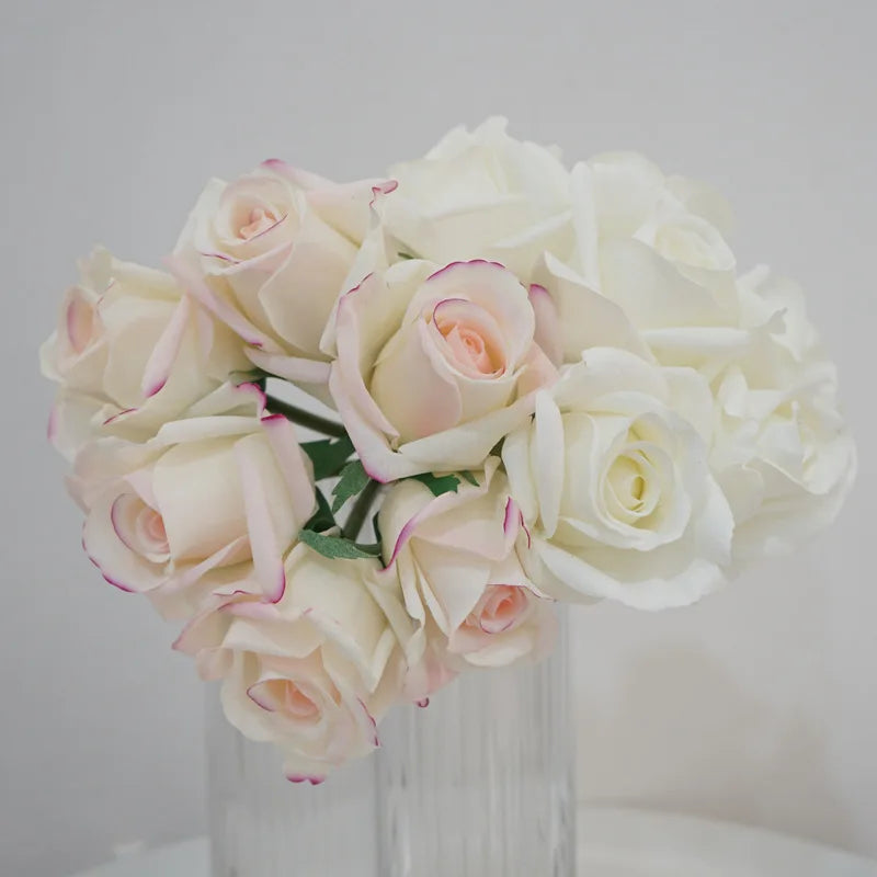 M509 Hot Selling 6 Pcs Roses Real Touch Silk Flower Latex Coated Rose Artificial Flowers Bouquet Wedding Bride Decoration