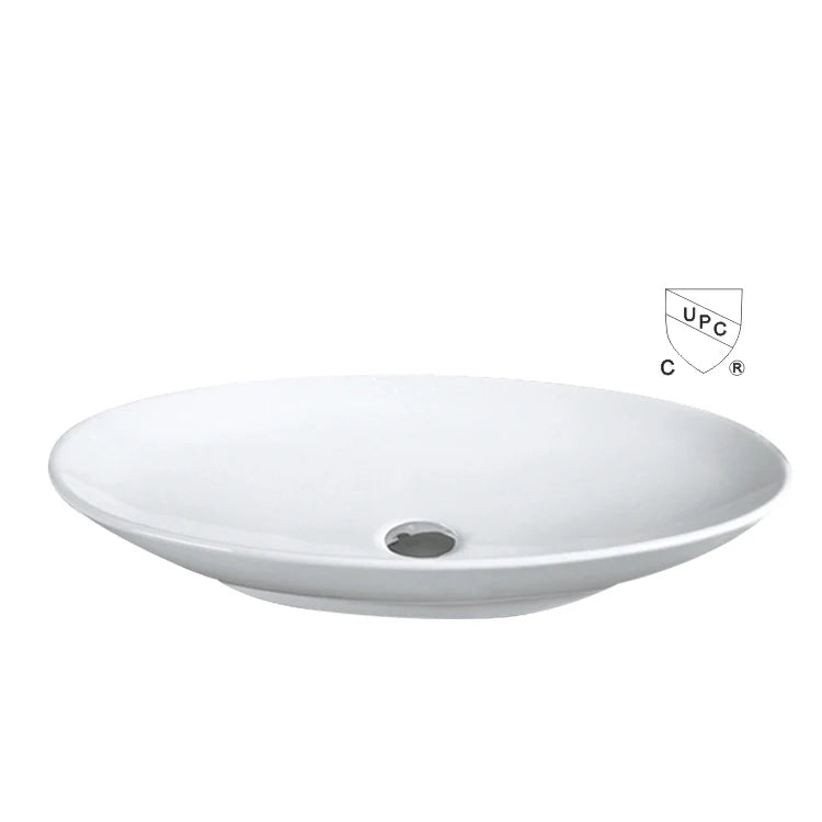 CUPC Europe Oval Ceramic Wash Basin Price Hotel Counter Top-Mounted Bathroom Washing Hand Sink