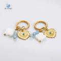 SUMMLY Pearl Love Ocean Shell  Pendants 18K Gold Plated Stainless Steel Dangle Earrings Fashion Jewelry
