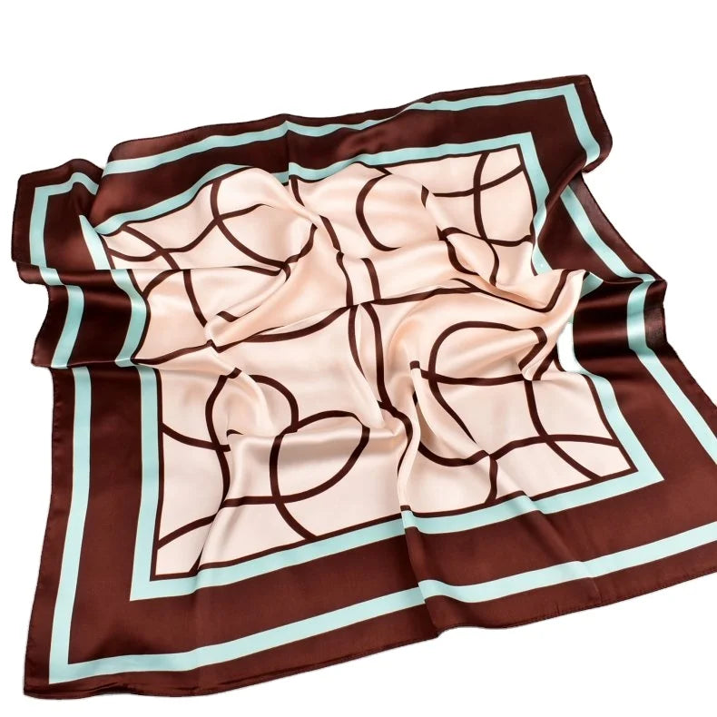 2026  Spring and Summer Wholesale Folds Amoeba Small Cashew Line Simulation Silk Feel 70 square Scarf Silk Satin Scarf