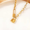 Fashion Custom Stainless Steel Jewelry Wholesale PVD 18K Gold Plated Waterproof Pin Lock Love Heart Charms Ladies Necklace Gift
