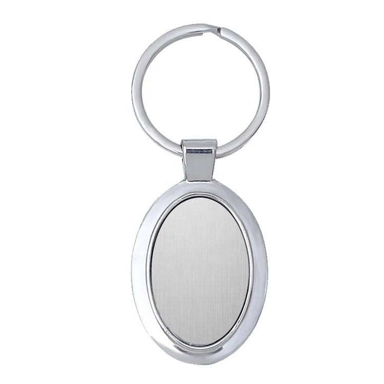 Cheap Custom Promotional Logo Sublimation Printed Oval Shape Metal Keychain Blank