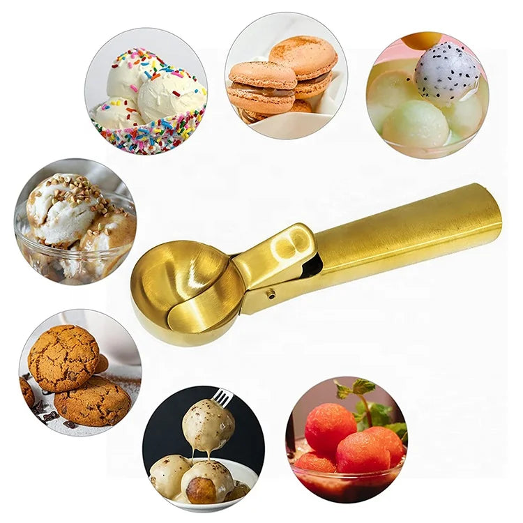 430 Stainless Steel  Large Cookie Scoop Ice Cream Spoon Scoop With Easy Release Trp Touch Grip Handle