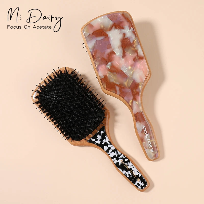 MiDairy Swine Bristle air Cushion Massage Wooden Comb Customize logo 221514
