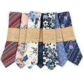 Floral Plaid Striped Soft Neck Tie 6.5cm Quality Comfortable Cotton Linen Necktie Business Tuxedo Tie Men Gift Cravat Accessory