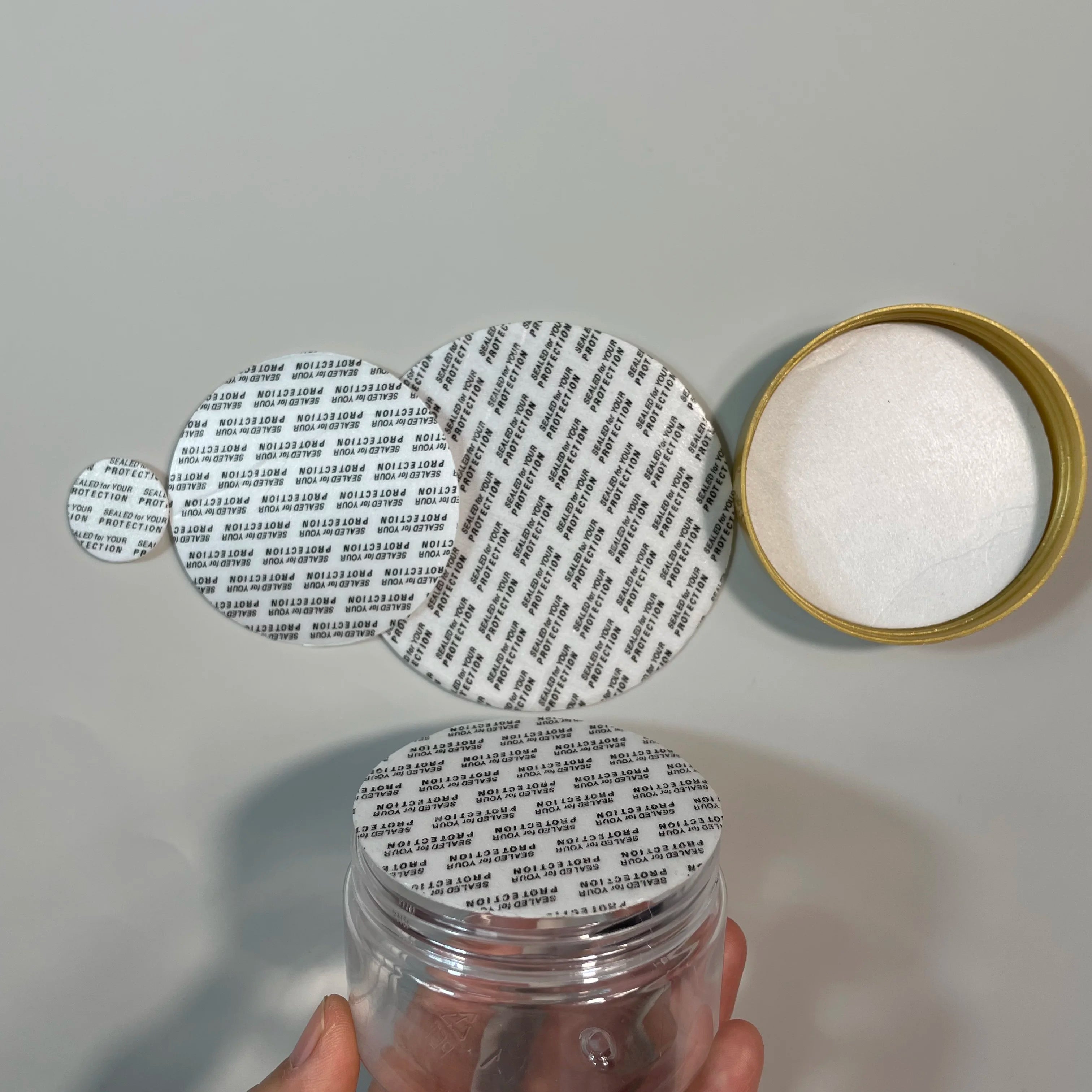 Food Grade 20-100mm Pressure Sensitive Bottle Cap Seal Liner Gasket Lid PS Foam PE Liner sealed for PET PE Bottle