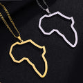 European American18K Gold-plated Necklace Original Hip-hop Necklace New Hot Stainless Steel African Hollow-out Map Necklace