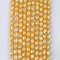 Wholesale Natural 8-9mm Gold Color Baroque Freshwater Pearl Beads Strands Grade Third Party Certified Zhuji Brand Zhejiang China
