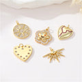 Fashion Brass 14K Gold Plated Zircon Star Heart Round Pendant DIY Necklace Accessories Jewelry Making Charms