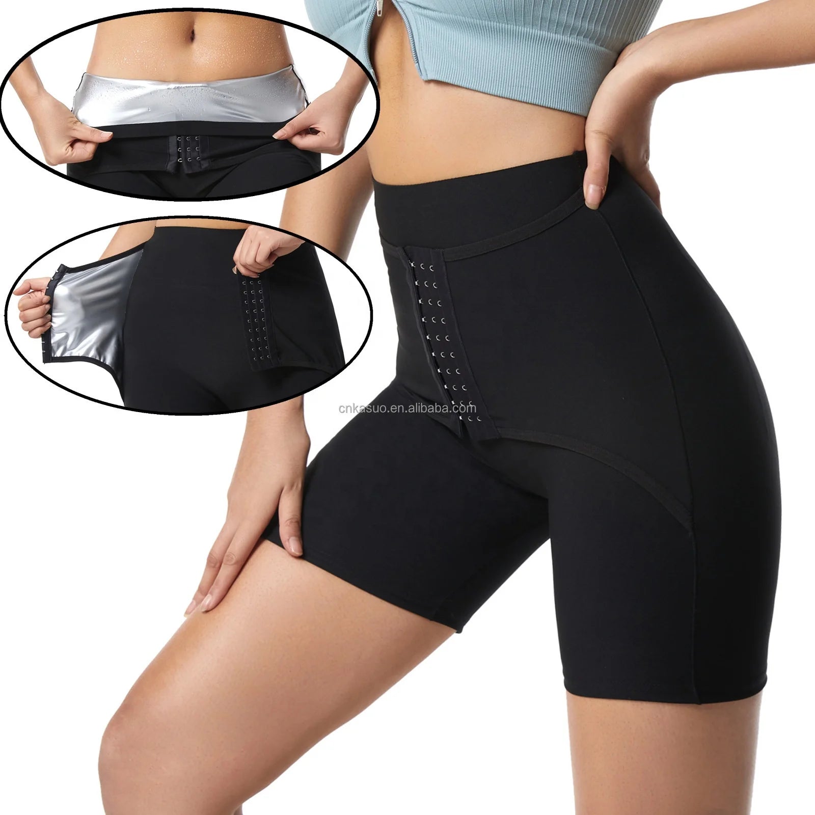 Women's Fitness Three Part Shorts High Waisted Breasted Buttocks Buttocks Lifting and Belly Tightening Pants Sweating and Sha