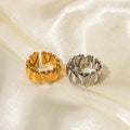Vintage Trendy 18K Gold Plated Classic Stainless Steel Irregular Heart-to-Heart Design Open Ring