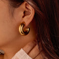 Fashion Stainless Steel Earrings 18k Gold Pvd Plated Stud Hoop Earrings Hollow Chunky Statement Ear Cuff Earring for Women