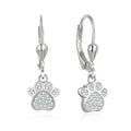 Drop Leverback Earrings Rose Gold Plated Print 925 Sterling Silver Women's POLIVA Zircon R&D Team 3D Jewelry Printer Dog Paw