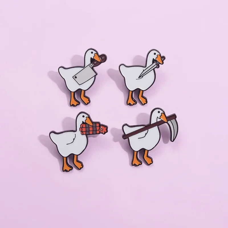 Hot Sale Goose Sickle Explosive Pack Enamel Pins Cartoon Animal Brooches Lapel Badges Funny Jewelry Gift for Kids Friends