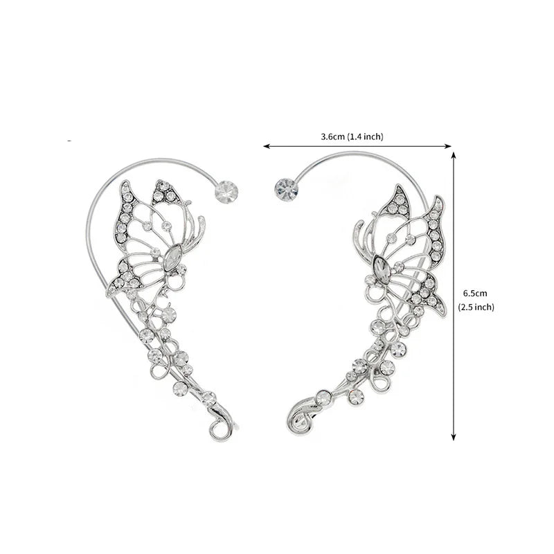 DAIHE Unique Design Clip on Earrings Non Pierced Butterfly Ear Clip Cuff Earrings for Women
