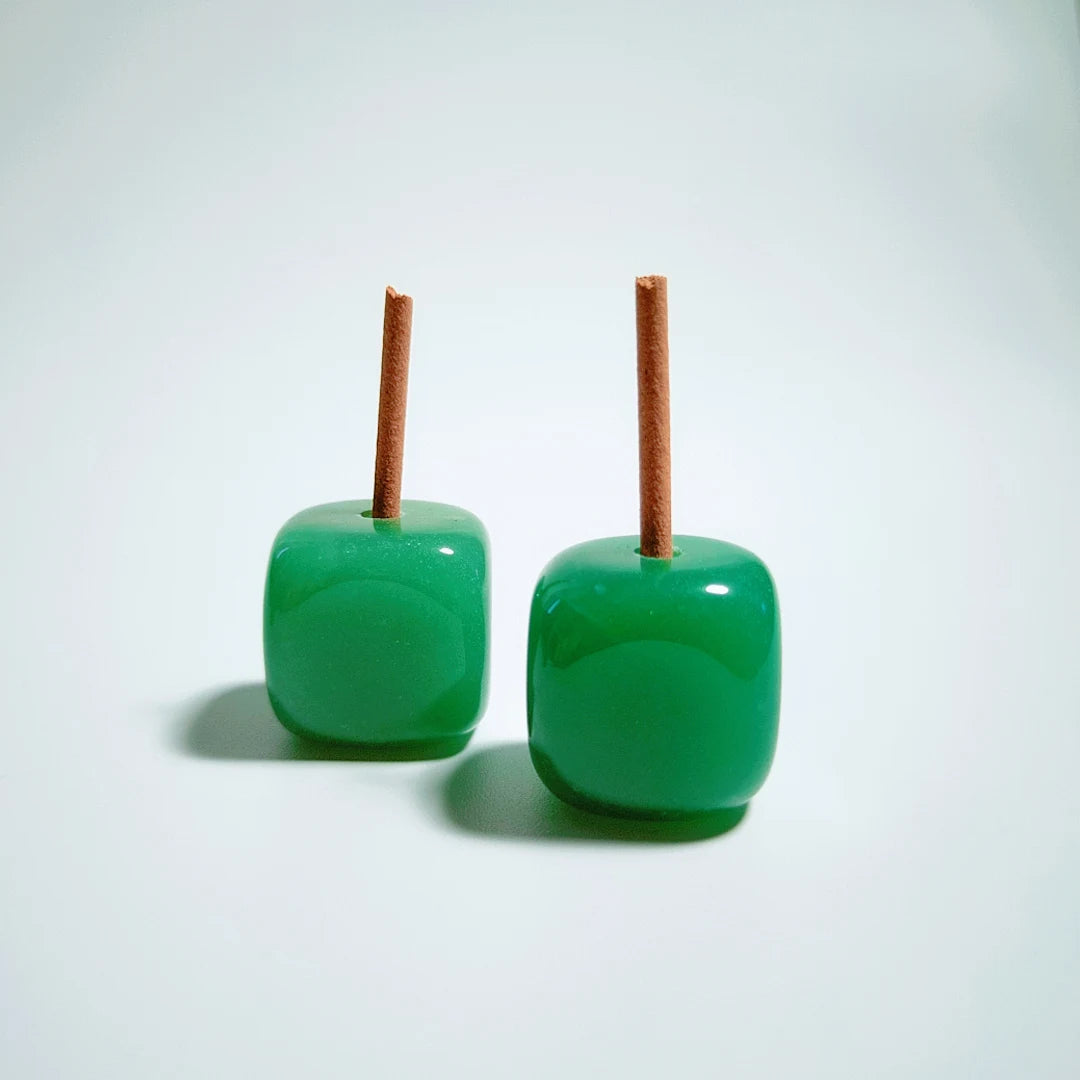 Huiying Cheap Gemstone Green Aventurine Jade Cube Incense Holder Burner