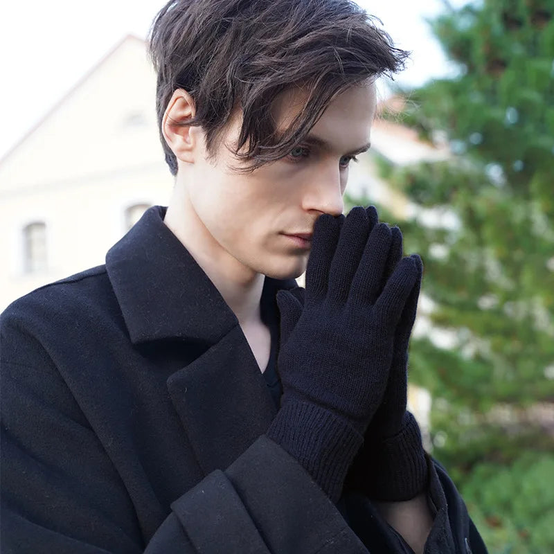 Winter New Arrival RY Brand 100% Cashmere Fingerless Luxury Soft Men's Warm Plain Knitted Custom Logo Daily Use Mitten Gloves
