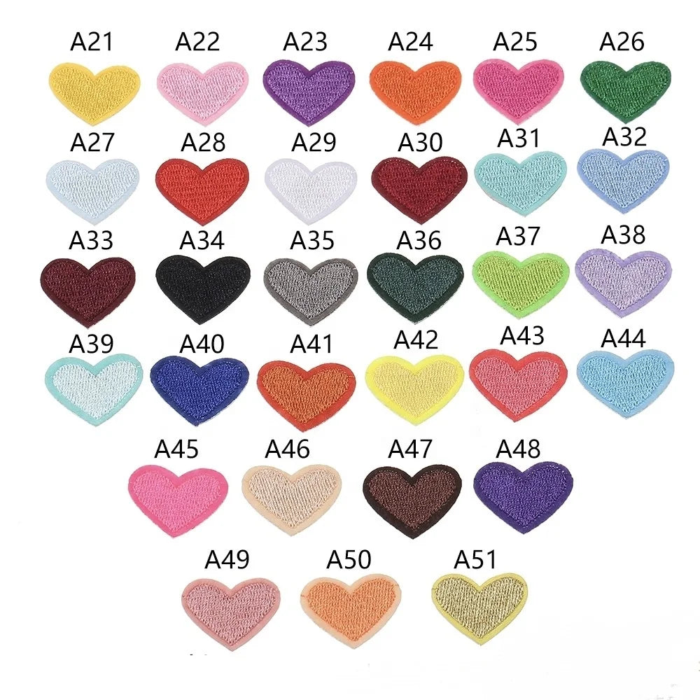 Heart Patches Mini Embroidery Applique Patches Colorful Sew Iron on Patches for Clothing Repair Decorations DIY Craft
