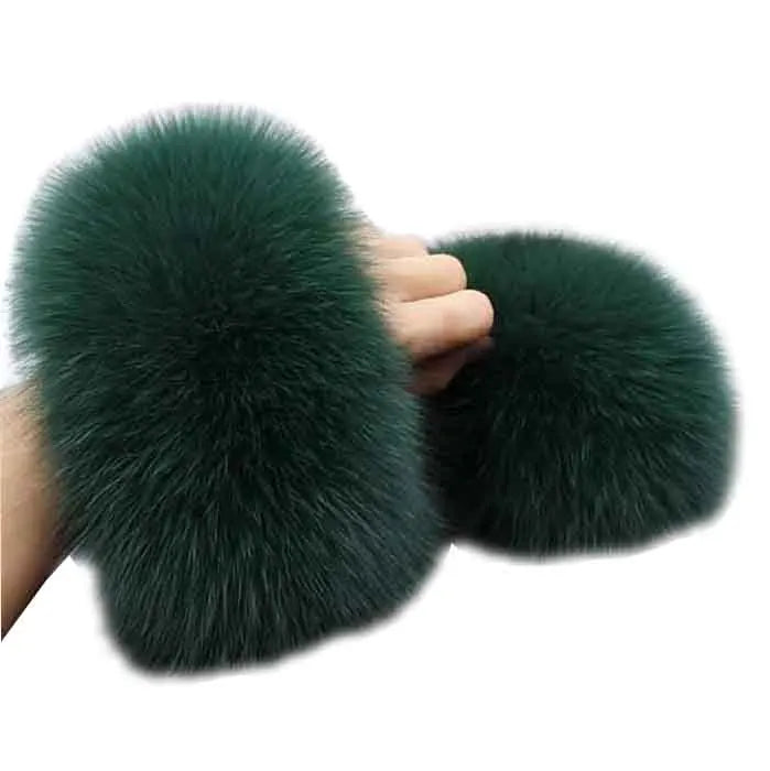 MWFur Fashion Wholesale Custom Made Women Fox Fur Cuffs Sleeves on Coat Real Fox Fur Sleeves on Winter Outwear