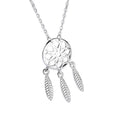 Simple Trendy 925 Sterling Silver Dream Catcher Pendant Necklace for Women