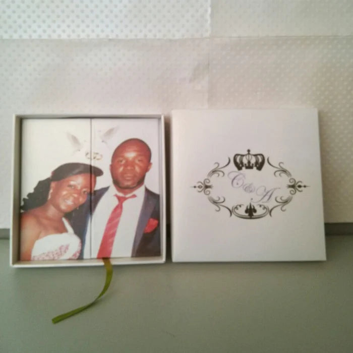 Gorgeous Africa Hardcover Wedding Invitation Cards with Custom Printing Couple Photos