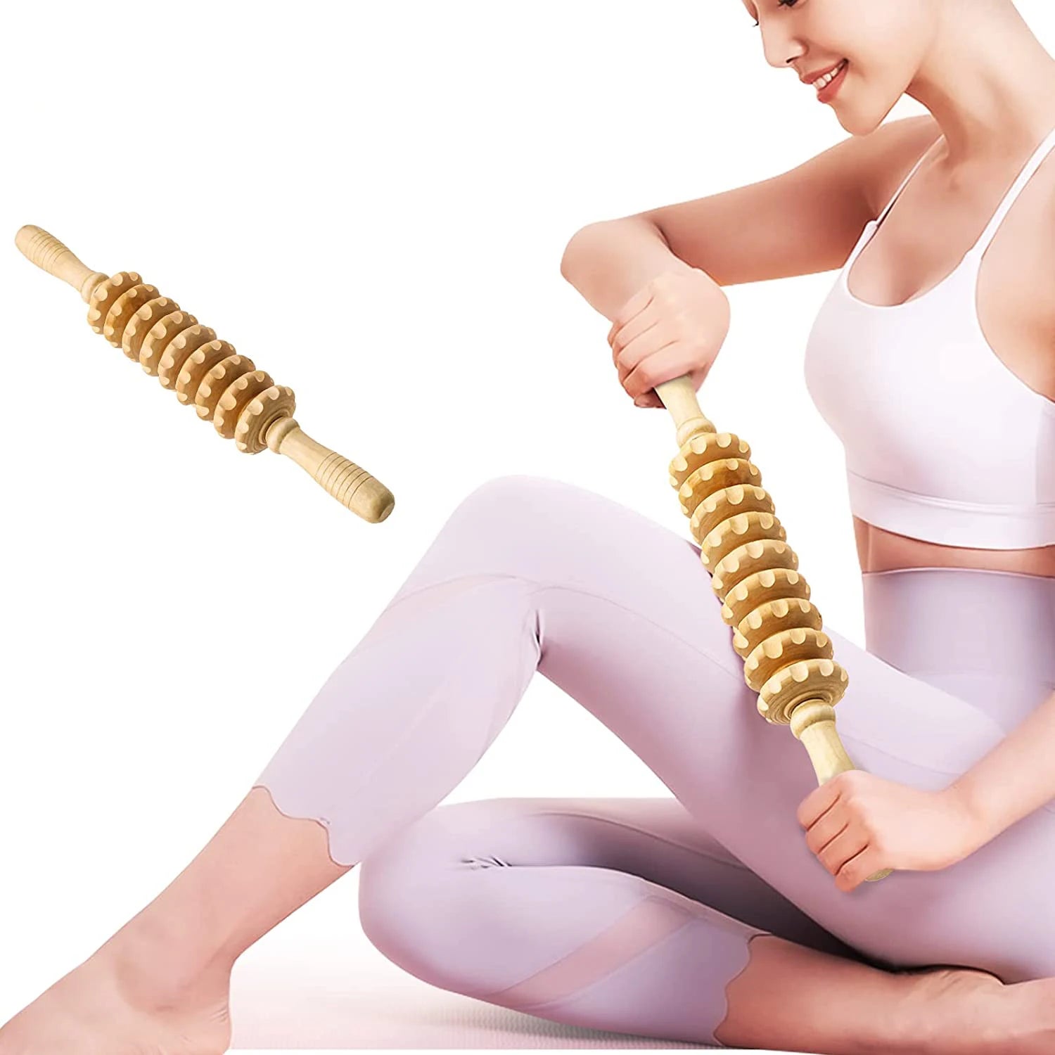 Natural Beech Cellulite Massage Stick Manual Gua Sha Wooden Massage Roller Wholesale Wood Therapy Massage Tools Set