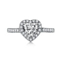 Dylam Love Ring Heart Zircon Bling Rings 925 Sterling Silver Women's Engagement Wedding Heart Eternity Ring