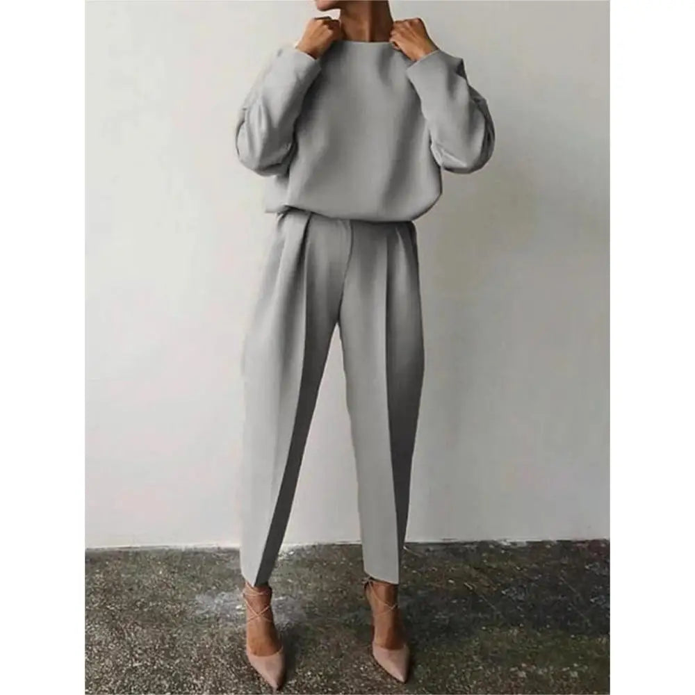 Womens 2 Piece Outfit Sweater Sets Hoodie Long Sleeve Pullover Sweater and Wide Leg Pants Knit Sweatsuit Sets