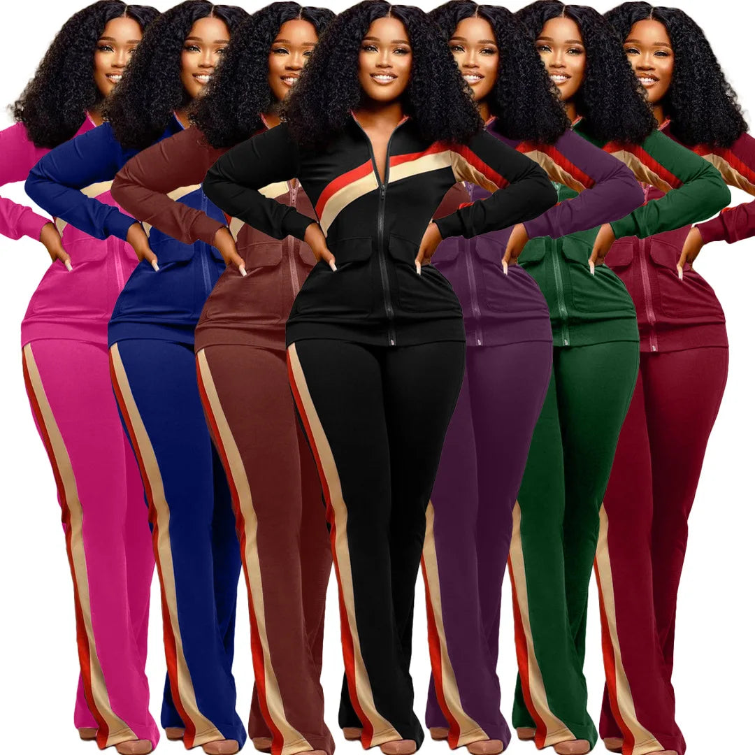 2023 Custom Logo Suit Ladies New Outfit Women'S 2 Piece Sports Casual Fashion Custom Logo Two Piece Pocket Women Set