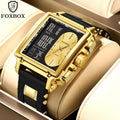 LIGE FB0059 2 Zones Gold Men's Quartz Chronograph Watch Stainless Steel Sports Clock Waterproof Business Sport Stylish Luxurious
