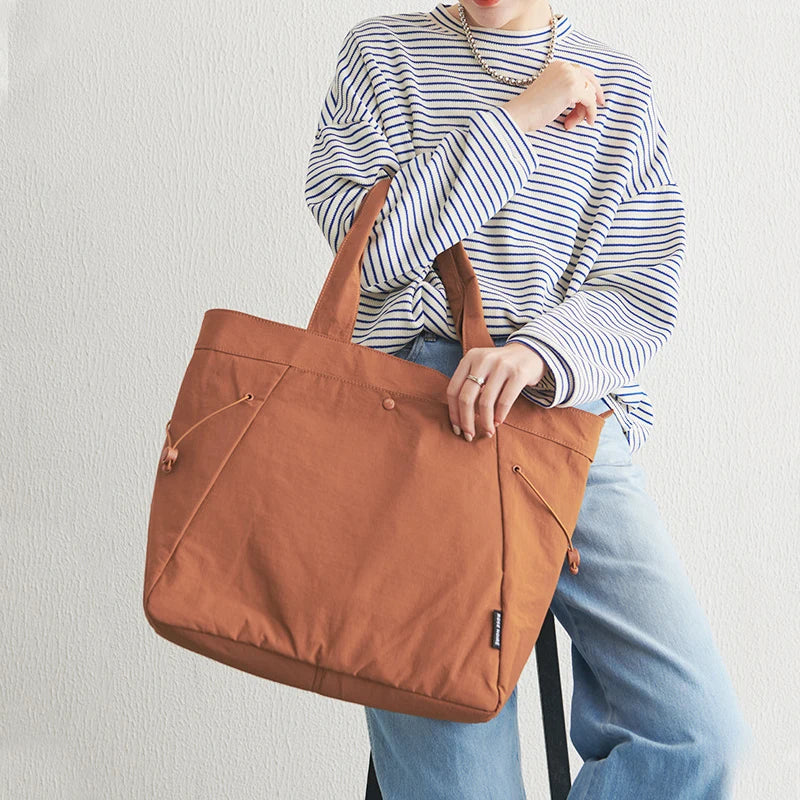 Japanese Style Women's Casual Lightweight Tote Bag Elegant Large Capacity Handbag with Shoulder Strap New Fashionable Design