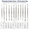 12pcs/set Stainless Steel Double-Ended Sculpture Wax Carving Tools Dental Jewelry Making Wax Knife Kit for Wax Sculpting