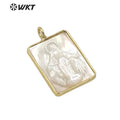 WT-JP234 Amazing Fashion Gold Bezel Single Loop Mother of God Pendant Hot Sales Shinning Mop Shell Virgin Mary Pendant