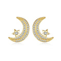 LUOTEEMI Lovely Tiny Stone Paved Women Jewelry Moon and Star Fashion Cubic Zirconia Jewelry Earrings