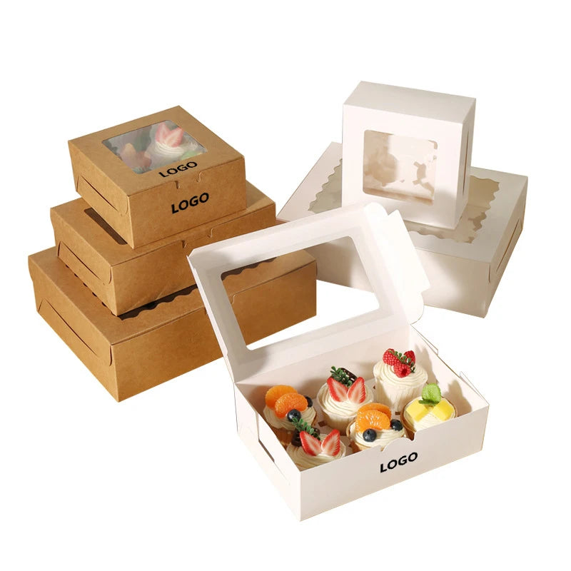 Eco Friendly Christmas Clear Mini Paper Packaging Packing Single 2 4 6 8 12 Hole Cupcake Box