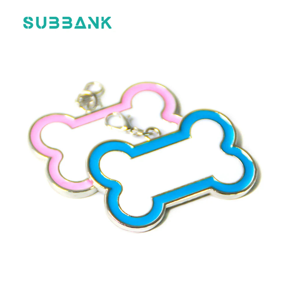 Subbank Custom Sublimation Dogtag Blank Metal Color Edge Bone Shape Pet Tag Sublimation Blank Dog Tags Par Sublimation Dog Tag