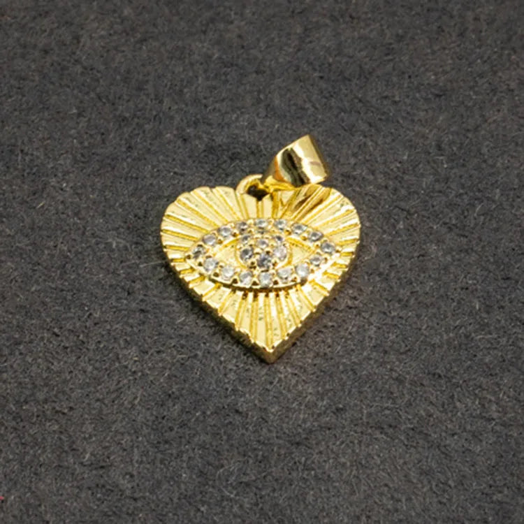Dainty 18K Gold Plated CZ Diamond Heart Charm PendantsFE Faith Cubic Zirconia Pearl Solitaire Heart Charms for Jewelry Making