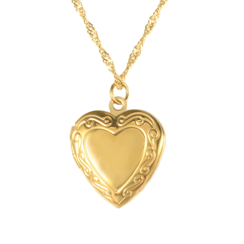 New Fashion Women Gold Love Locket Heart Necklace Stainless Steel Friendship Locket Matching Necklace for Best Friends