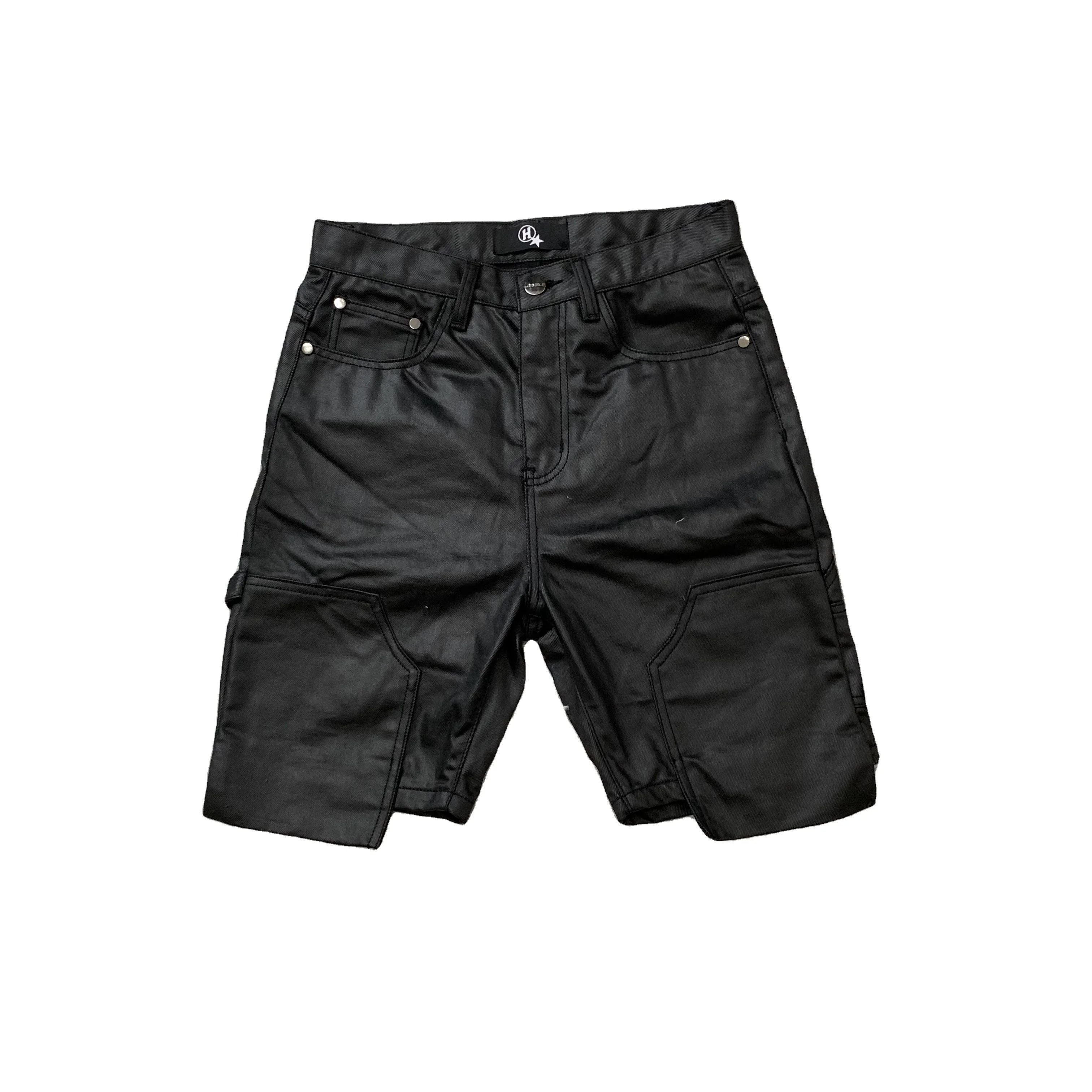 DENIMGUYS Custom Embroidered High Street Men Waxing Coated Cargo Shorts Pants