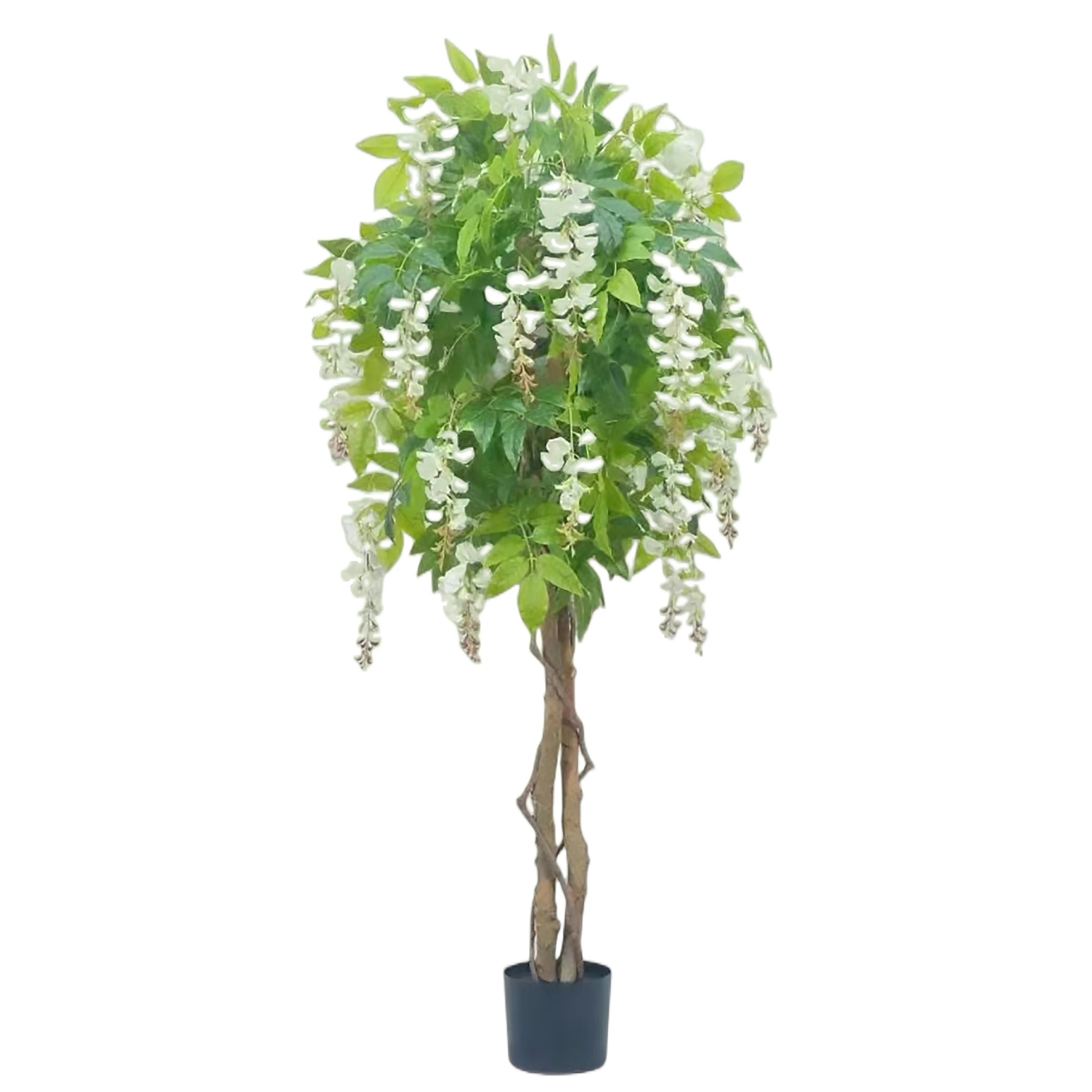 Factory Cheap Price Natural Wood Trunk Potted Fake Wisteria Flowers Tree Artificial Pink White Purple Wisteria Tree for Sale