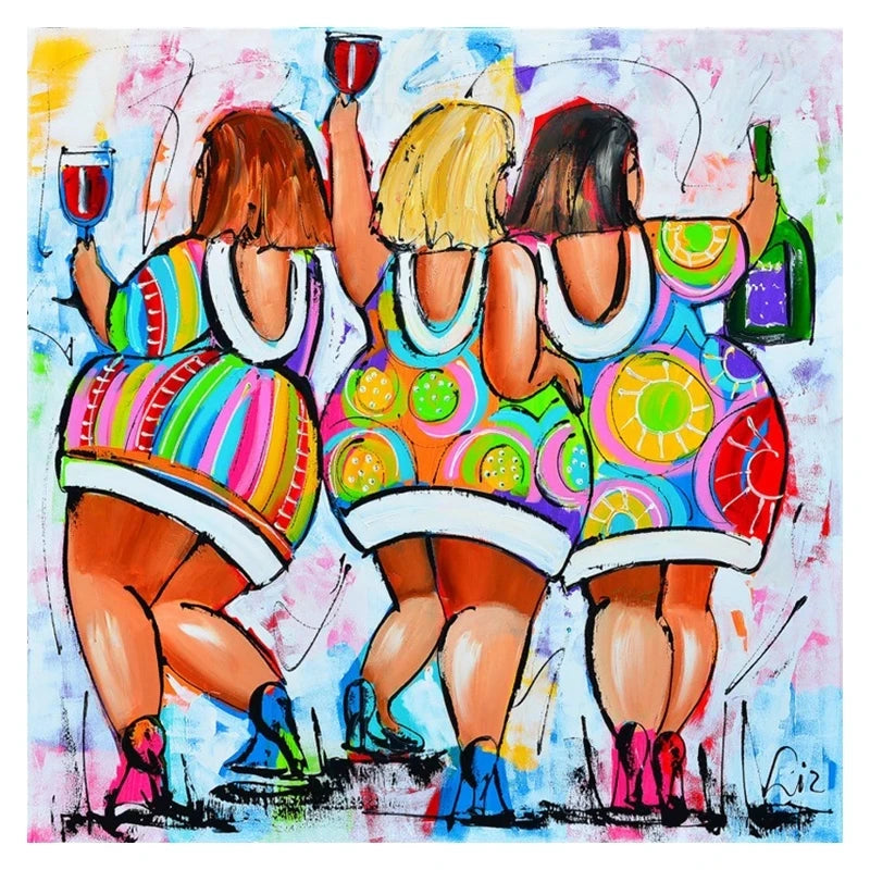 YIWU LANSURE Fat Lady 5d Diy Diamond Painting Fat Woman Comic Happy Party Full Round square Diamond Embroidery Set