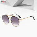 Round Gold Sunglasses for Ladies Metal Sun Glasses Double Bridge Gafas Del Sol Para Mujeres
